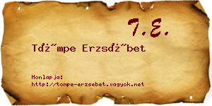 Tömpe Erzsébet névjegykártya